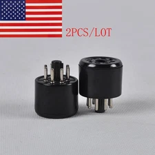 USA 2pc Bakelite Vacuum Tube Saver Socket K8A 8Pin EL34 6SN7 KT88 6L6 5AR4 5U4G