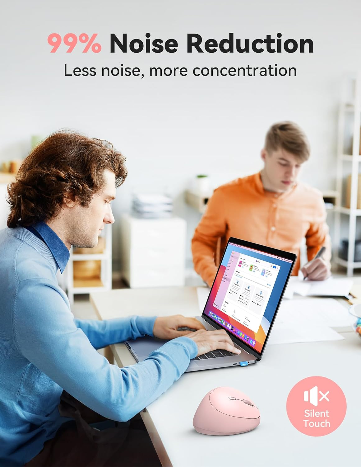 TECKNET Ergonomic Mouse, 4800 DPI Wireless Vertical Mouse, 5 Adjustable DPI Leve