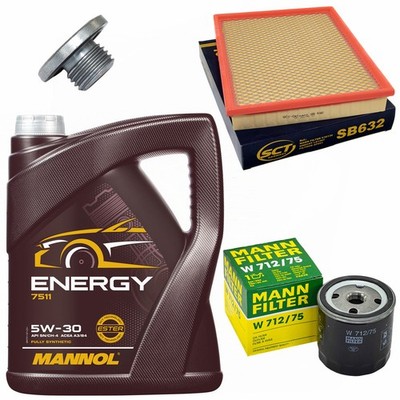 Motoröl Filter Set 5W-30 5 Liter + Ölablassschraube für Opel Astra G Zafira A