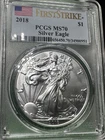 2018 American Silver Eagle $1 MS 70 PCGS First Strike Flag Label