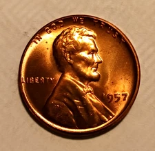 1957-P Lincoln Wheat Cent RD BU 1c  OBW Superb FAST FREE SHIPPING