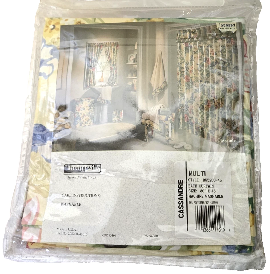 Cortina de Ducha Floral 80x45 Colorido Tela Mezcla Algodón Cottagecore Airbnb NUEVO Foto 2 de 4