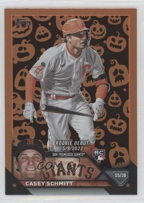 2023 Topps Update Rookie Debut Jack-O'-Lantern Foil Casey Schmitt #US198 3wd