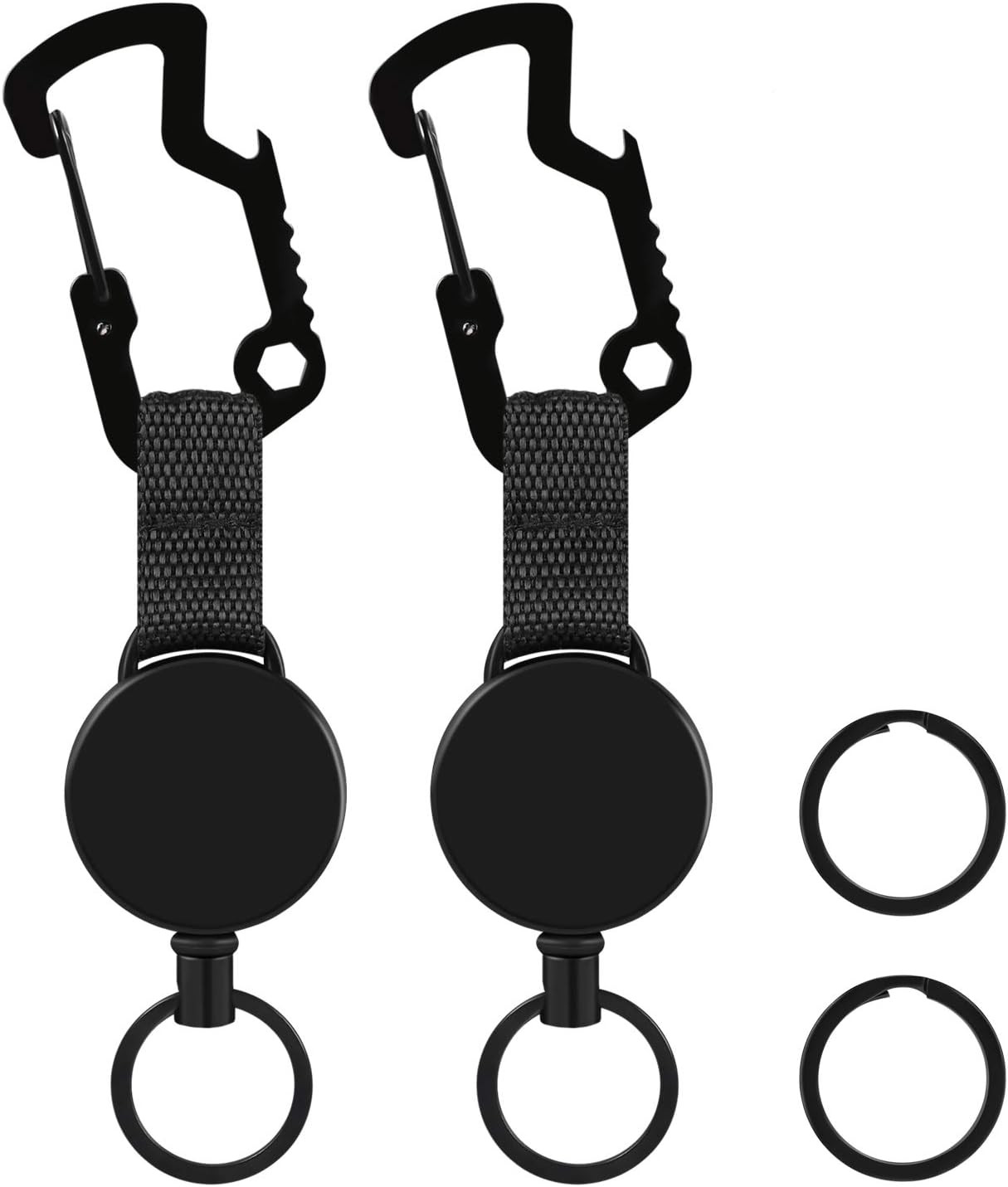 2 Pack Retractable Key Chain Heavy Duty Badge Holder Reel with Multitool Carabin