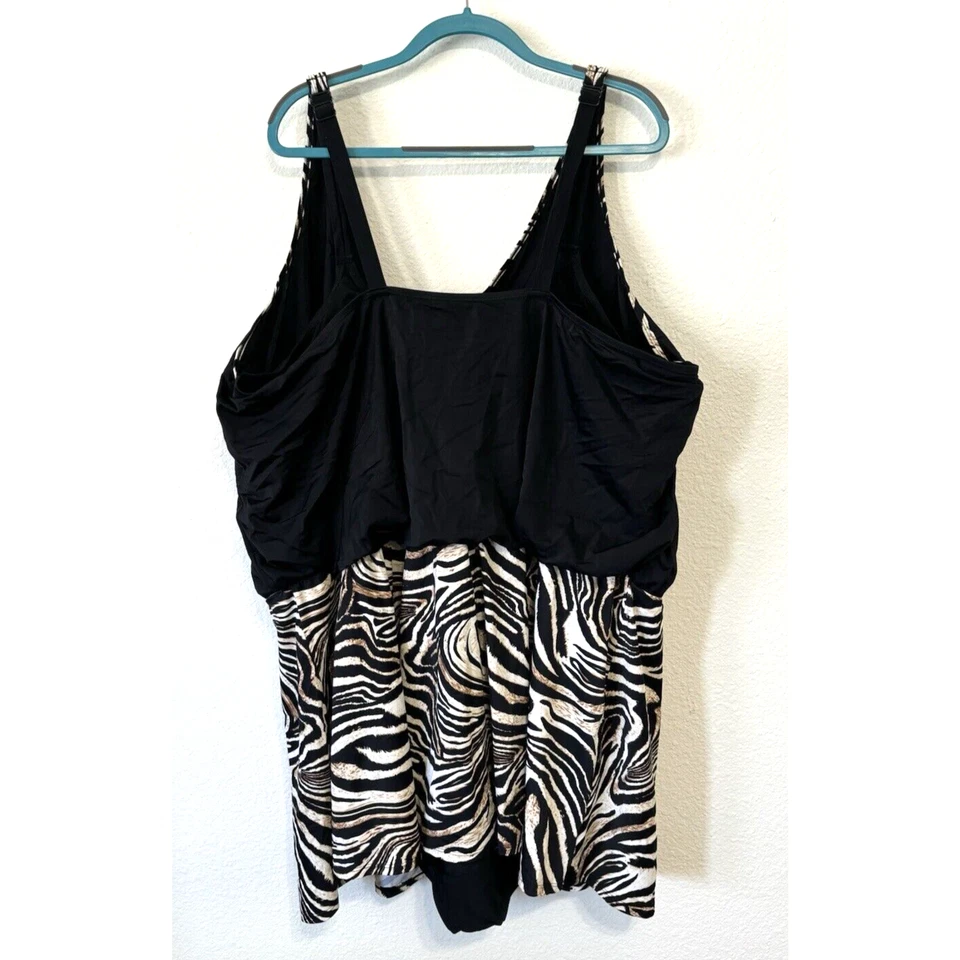 Купальник женский Catherines черный анималистический принт купальник большой размер 32W - Изображение 3 из 4