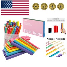 47 pcs 7'' Hair Curlers Rollers Flexi Rods Flexible Curling Rods Set No Heat ...