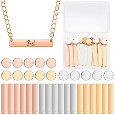 Hicarer 30 Pcs Metal Stamping Blank Tag Pendants, Gold, Silver, Rose Gold