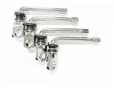  4 Chrome 2.8" TPMS Valve Stems With TPMS Adapter  90 Degree  Multi-Piece