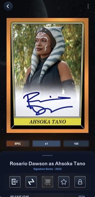 Star Wars DIGITAL Card Trader 2023 Signature Series Wave 1 Ahsoka Tano LE 100cc