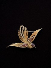 Boucher Rhinestone Purple Bird Brooch- Vintage!