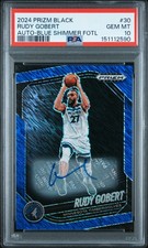 2024-25 Prizm Black Rudy Gobert Auto Blue Shimmer FOTL /25 PSA 10