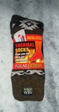 New! Men's Brown "Polar Extreme" THERMAL SOCKS sz One Size NWT
