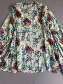 For Love & Lemons Skivvies Naughty Robe Floral OS Cover Up Light Airy Bell Sleev