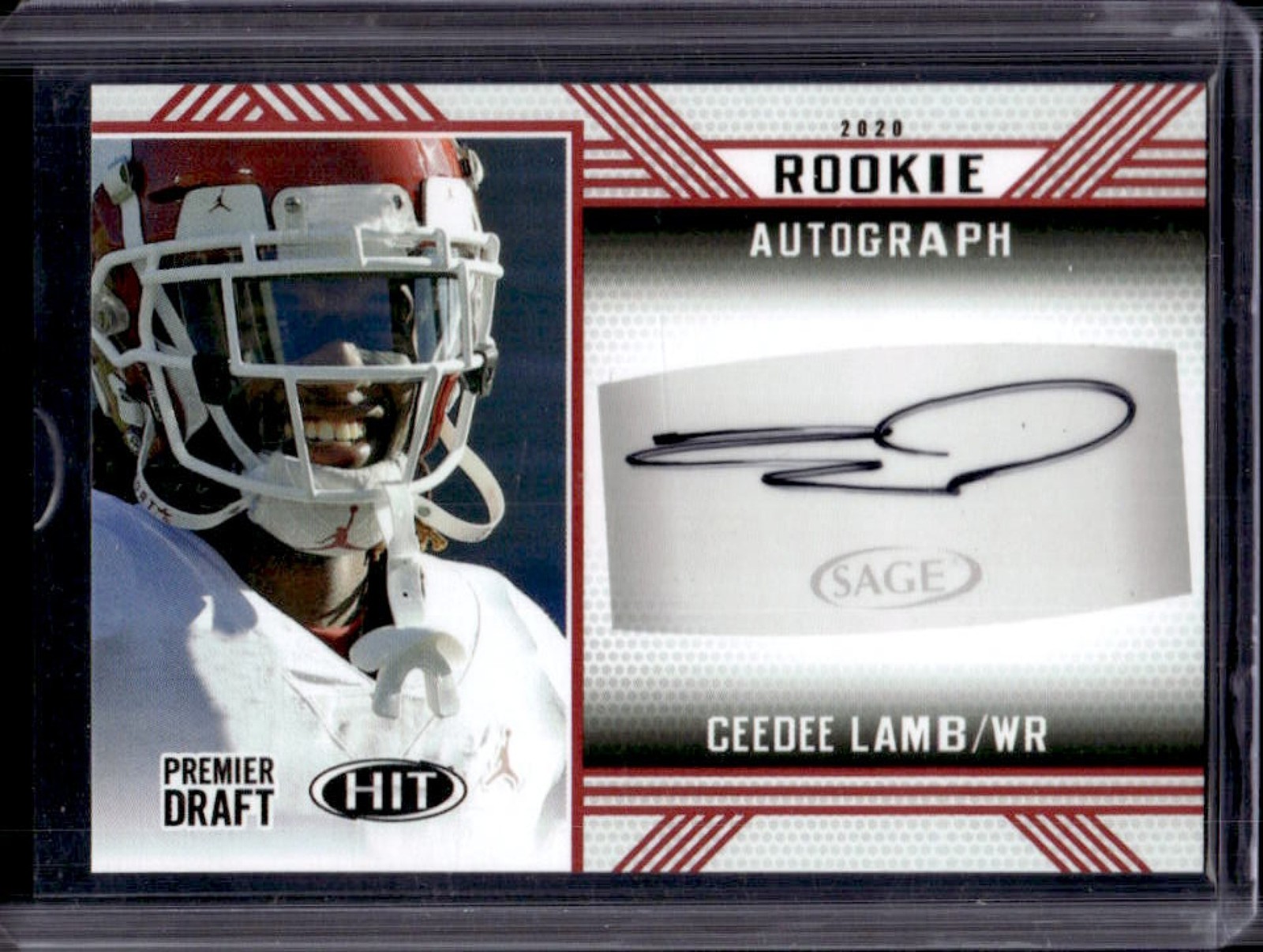 CeeDee Lamb Sage Hit Premier Draft Rookie Autograph #A10 Red