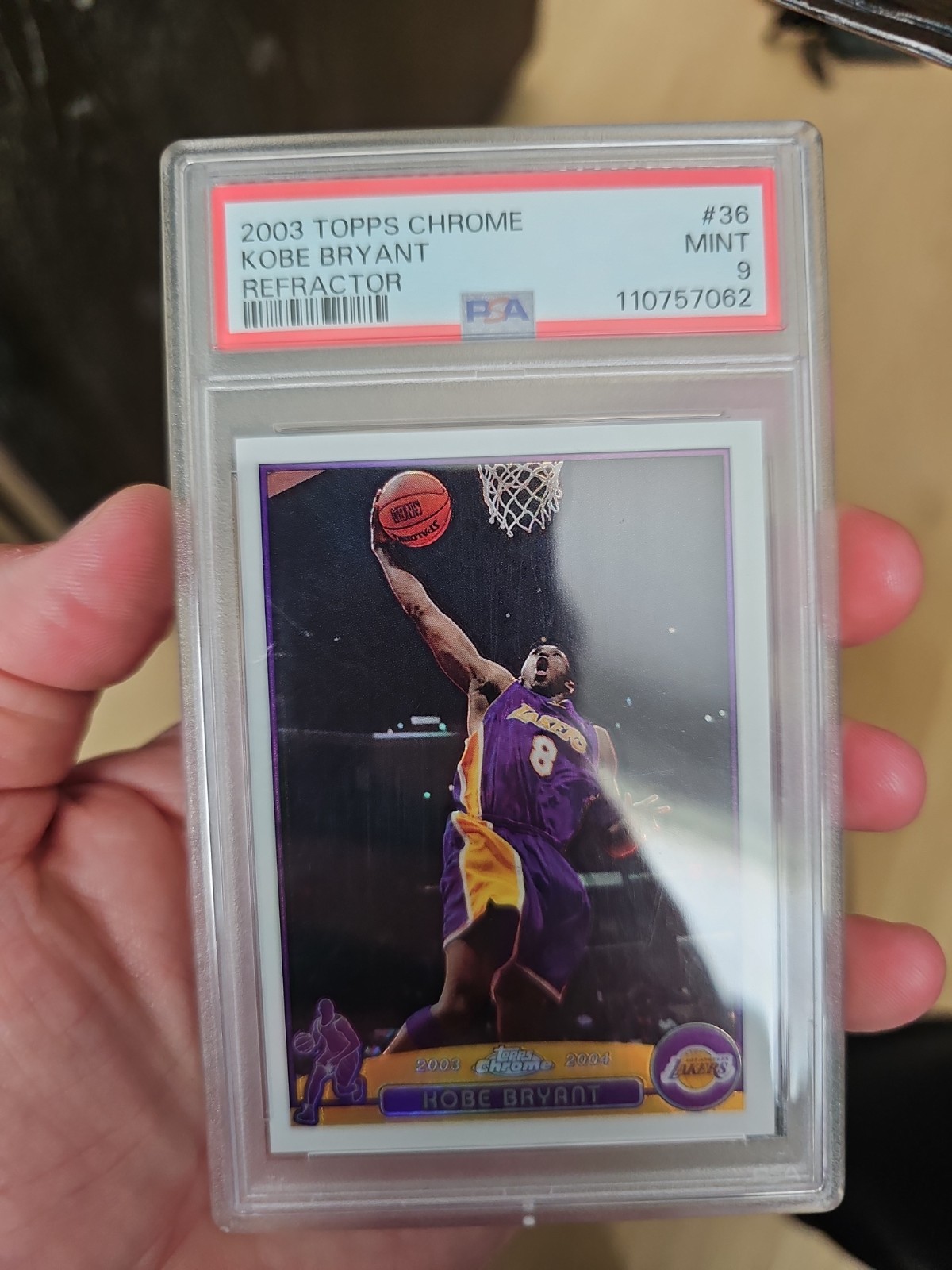 2003 TOPPS CHROME REFRACTOR #36 KOBE BRYANT PSA 9