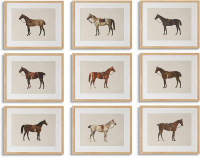 9-Piece Vintage Horse Canvas Wall Art Set for Rustic Home Decor