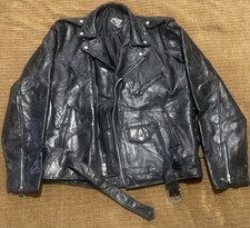 Diamond Plate Buffalo PATCH Leather Motorcycle BIKER Jacket Black Mens XL