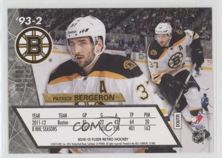 2012-13 Fleer Retro 1993-94 Fleer Ultra Design Patrice Bergeron #'93-2 - Image 2 of 2