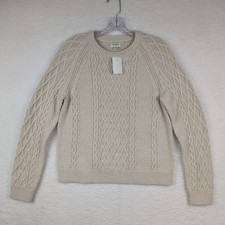 NWT J Crew Sweater Women  s Small Natural Cable Knit Fisherman Pullover Crewneck