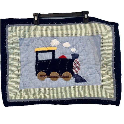Pottery Barn Kids Train Engine Quilted Patchwork Pillow Sham Standard