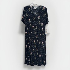 NWT. VINTAGE 90s Teddi Floral Midi Maxi Dress Size Medium Button Front Cottage