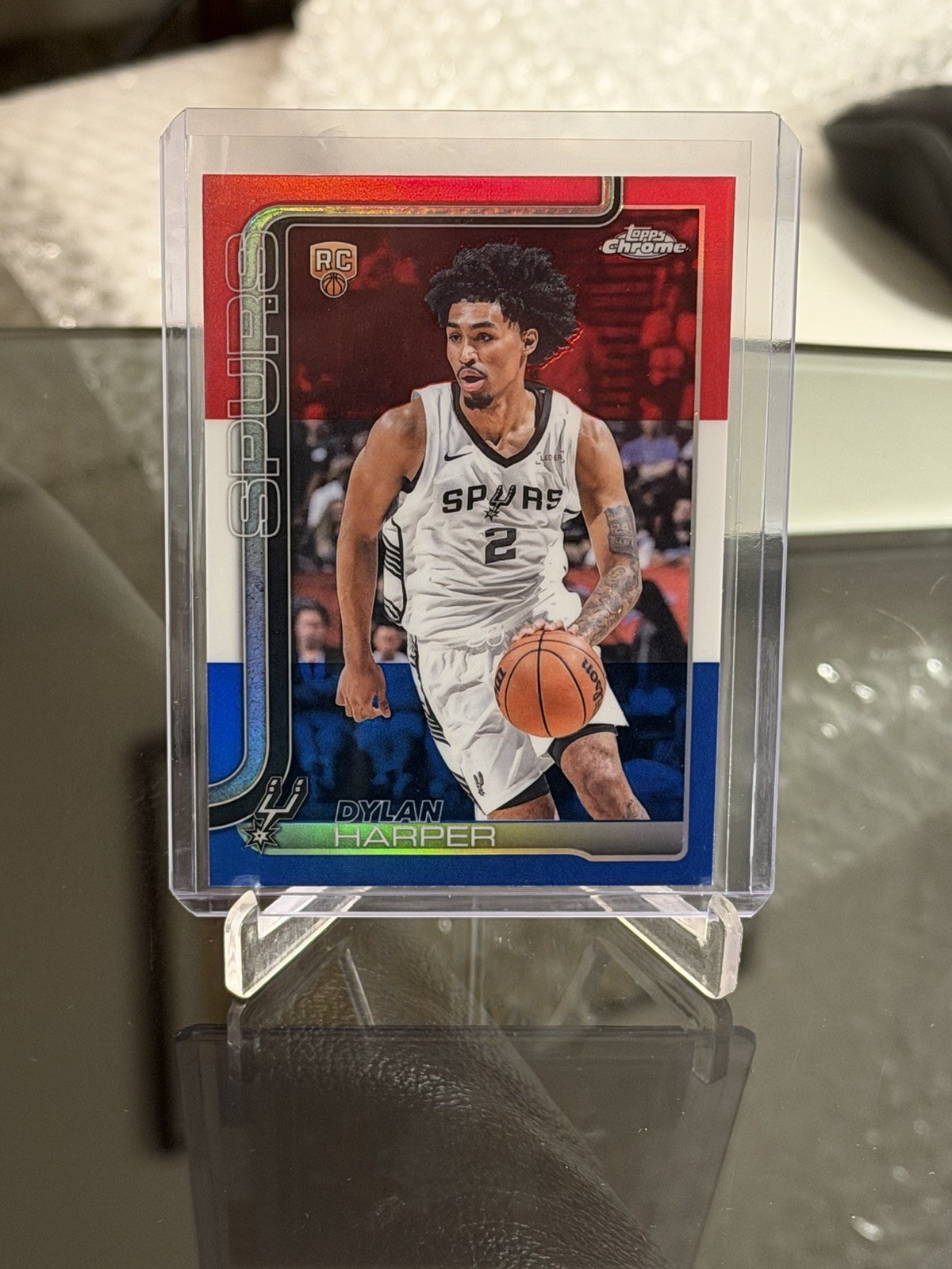 2025-26 Topps Chrome #252 Dylan Harper Rookie RC Red White Blue Refractor