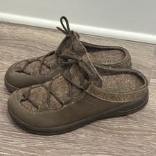 Stegmann Innsbruck Brown Felted Wool Lined Lace Up Clogs Mules Cozy Hygge Boho 9
