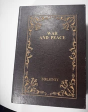 Wooden Decorative Storage Box 'War and Peace' Faux Book, 10.25"X8"X2.5"