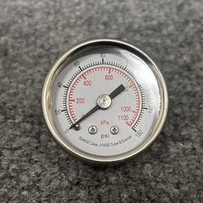 #ad 1 1 2quot; Dial 160psi 1 8quot; Back Mount Test Pressure Gauge 304SS 4FMT5A $22.99