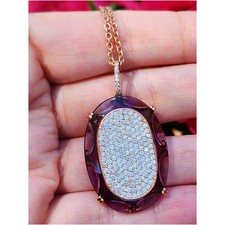 $7,545 Designer 14K Amethyst Pendant & Diamond Plaque