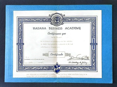 Diploma Havana Business Academy-1955-certificado High School