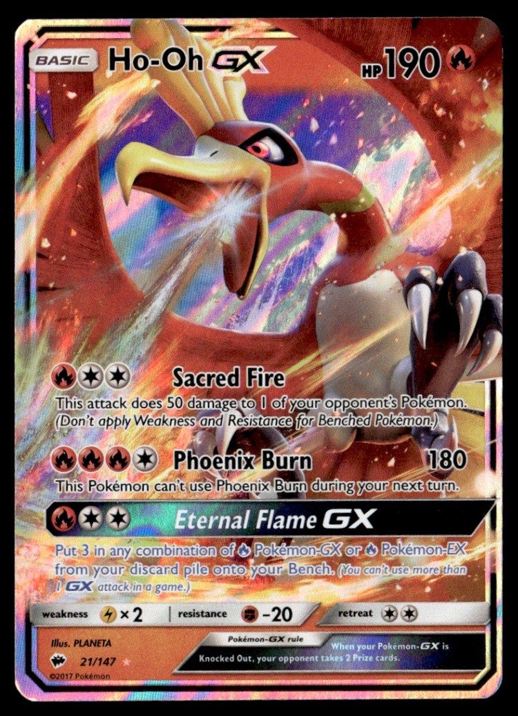 Ho-Oh GX Ultra Rare Holo SM - Burning Shadows 21/147 NM Pokémon TCG