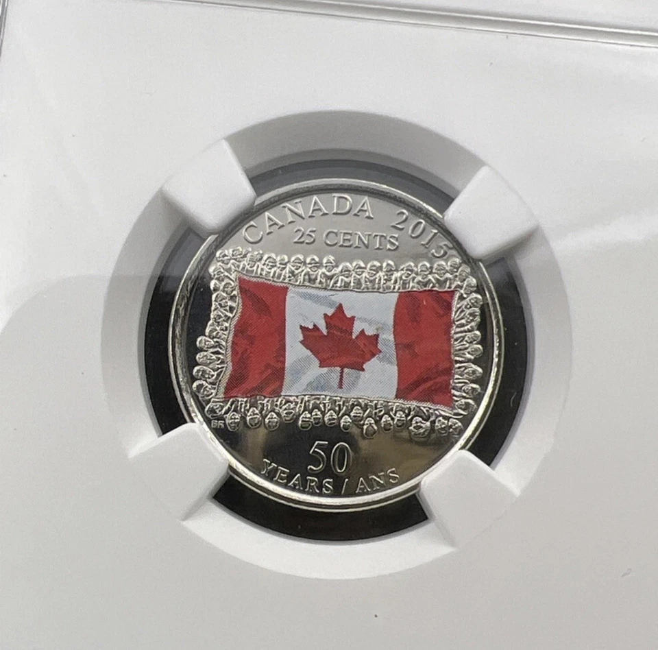 2015 Canada 25c Twenty Five Cent Colorized Flag Quarter Coin NGC MS66   /#/ - Image 3 of 3