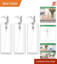 Empty 32oz Clear BPA-Free Pump Bottle Dispenser 3-Pack for Shampoo Lotion