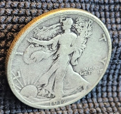 1917 S Walking Liberty Silver Half Dollar - Fineness .90 - VG Condition