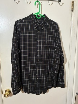 Consensus Sportswear Adult Large Black Plaid Button Down Long Sleeve Shirt