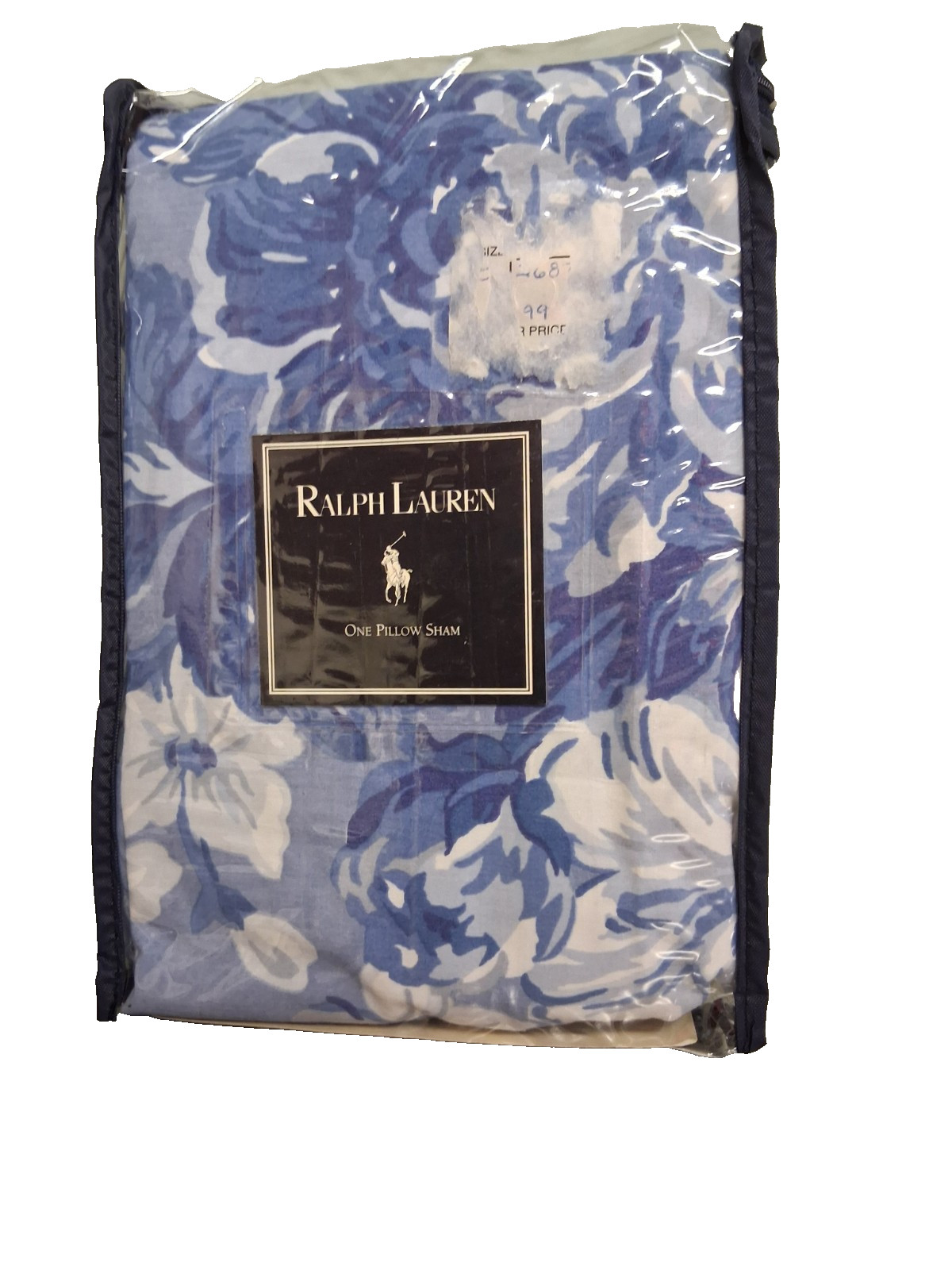 Vintage Ralph Lauren Grace-Blue & White Floral Euro Ruffled Pillow Sham-1985