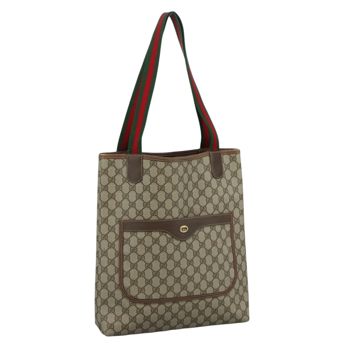 Sac fourre tout GUCCI GG Supreme Web Sherry Line PVC beige 40 02 003 authentique 111046