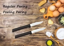 Rada 2 pc Set Regular Paring Knife and Peeling Paring Knife (Black Handle)