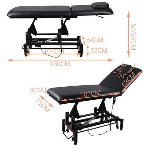 Electric Massage Table Bed 2 Section Beauty Salon Tattoo Therapy Treatment Couch - Picture 15 of 18