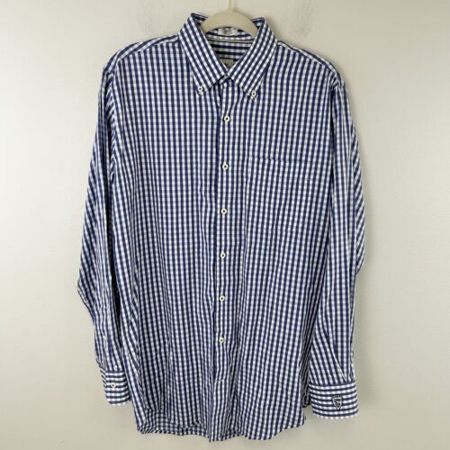 Peter Millar Shirt Mens M Weekender Finish Cotton Checkered Button Down Blue