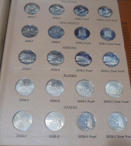 2004 -2008 p,d ,s ,S State Quarters Set IN DANSCO ALBUM WITH SLEEVE HAS SILVER - Picture 13 of 14