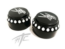 HAYABUSA BLACK CONTRAST DIAMOND CUT KANJI FORK CAPS 2022-2024 SUZUKI HAYABUSA