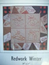 Redwork Winter embroidery  Christmas pieced block crazy  quilt pattern 