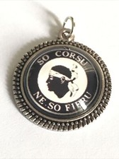 PENDENTIF MÉDAILLON Métal Argenté Vieilli 25mm Tête De Maure Corse So Corsu