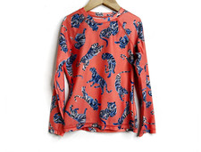 Tea Collection Girl's Long Sleeve Coral Tiger Print Swim Rash Guard Top Sz 4