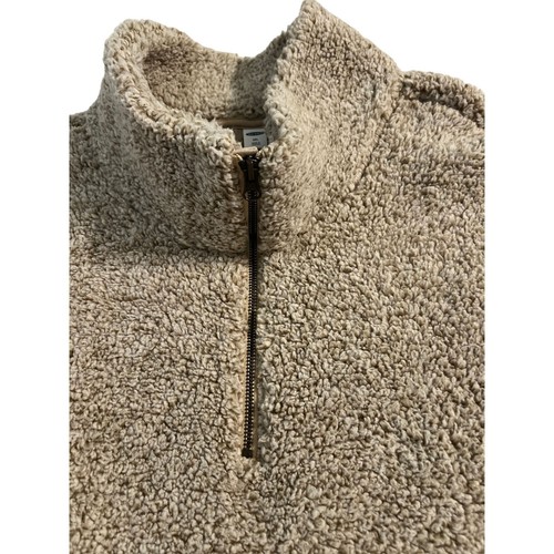 Old Navy Tan Sherpa Pullover 1/4 Zip Kangaroo Pocket 100% polyester Size XXL - Picture 3 of 4