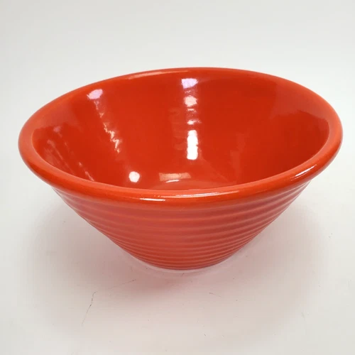Vintage Early Bauer Pottery Red Orange Hi-Fire Mixing Bowl No. 8 1930s/40s