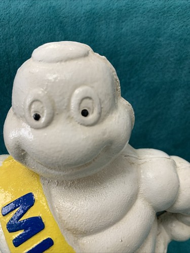 Vintage Michelin Man Cast Iron Statue Heavy Stood on A Tyre Approx 15.5'' / 39cm - Picture 5 of 24