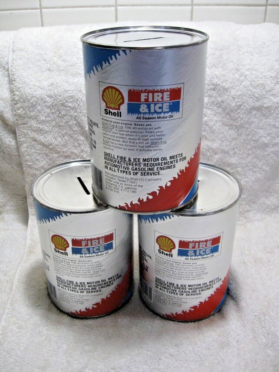 Vintage Collectible NOS SHELL FIRE & ICE Oil Can Bank Clam Shell